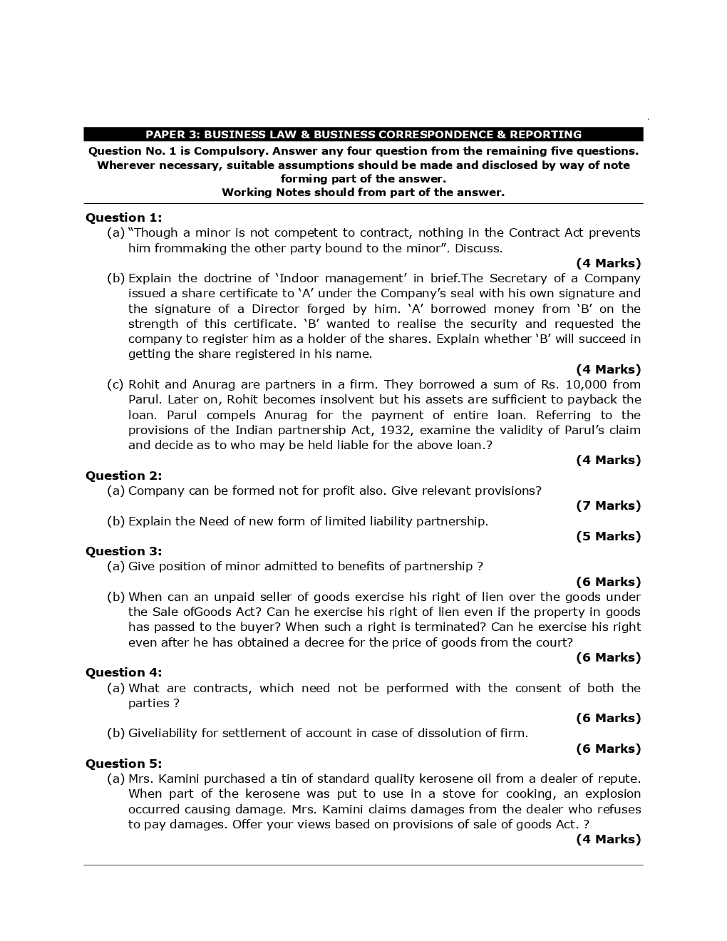 CA Foundation Business Law And Business Correspondence And Reporting Mock Test Paper-1 - Page 2