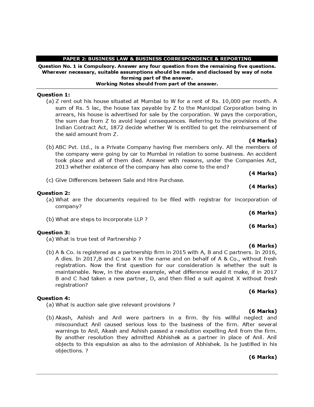 CA Foundation Business Law And Business Correspondence And Reporting Mock Test Paper-3 - Page 2