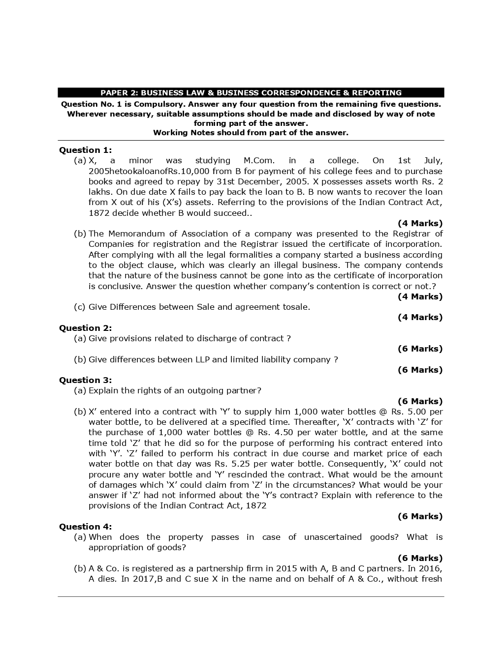 CA Foundation Business Law And Business Correspondence And Reporting Mock Test Paper-4 - Page 2