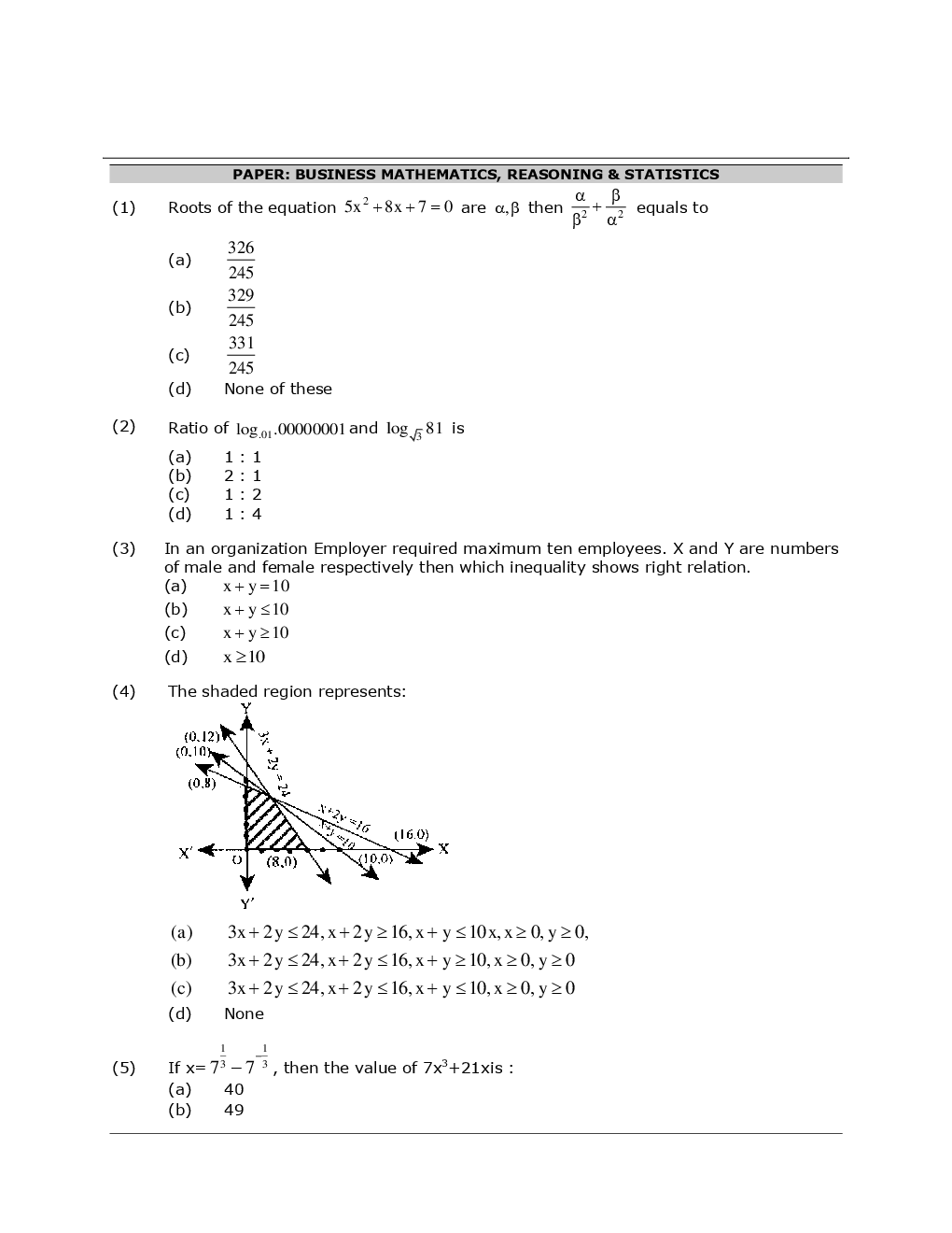 CA Foundation Business Mathematics, Reasoning And Statistics Mock Test Paper-1 - Page 2