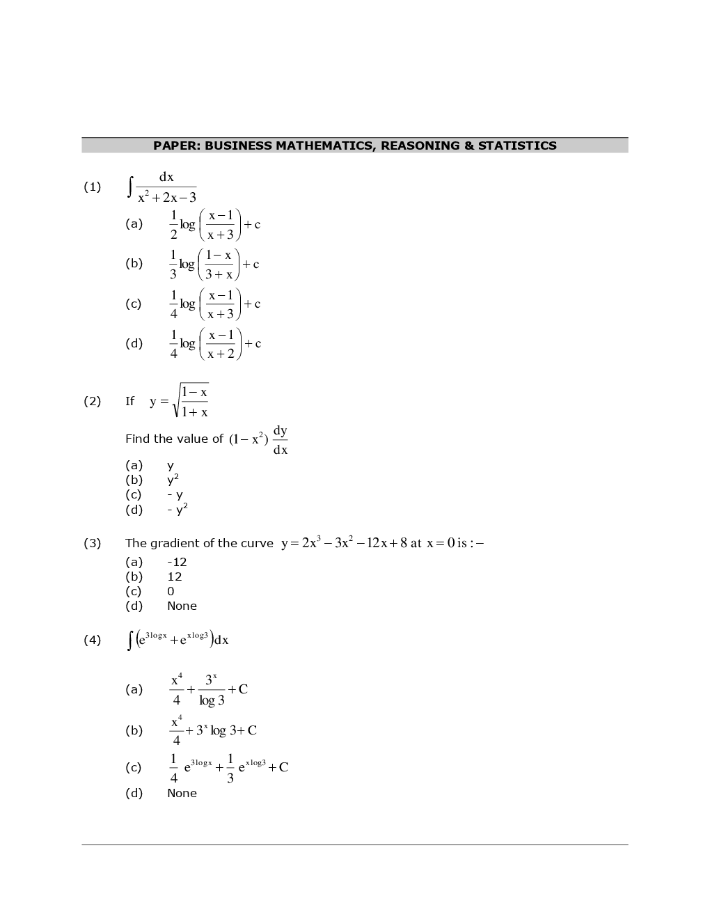 CA Foundation Business Mathematics, Reasoning And Statistics Mock Test Paper-2 - Page 2