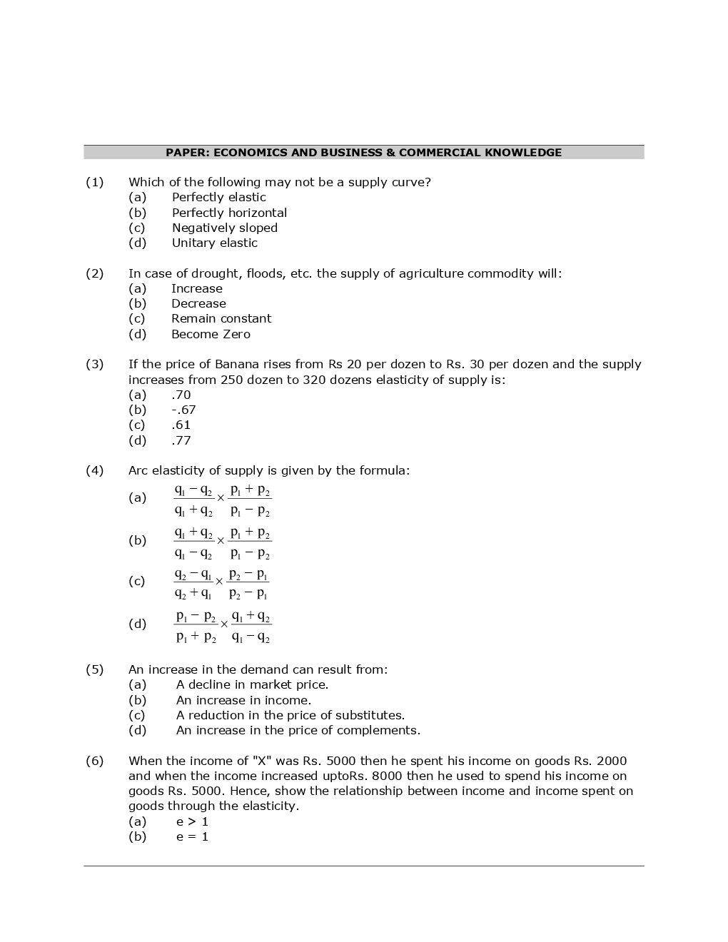 CA Foundation Economics And Business And Commercial Knowledge Mock Test Paper-1 - Page 2