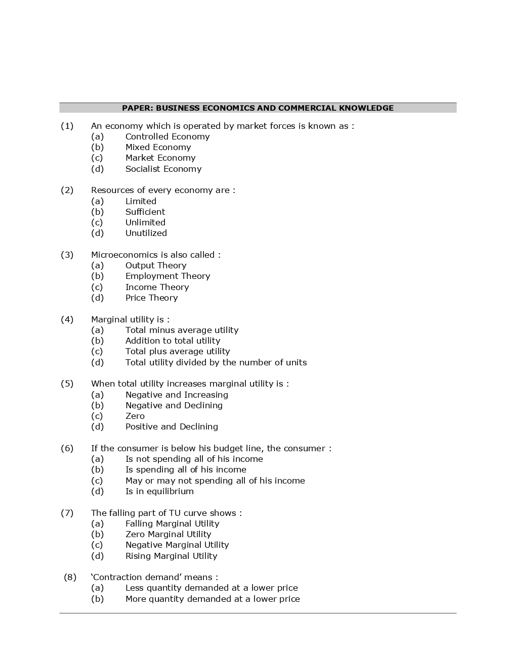 CA Foundation Economics And Business And Commercial Knowledge Mock Test Paper-4 - Page 2