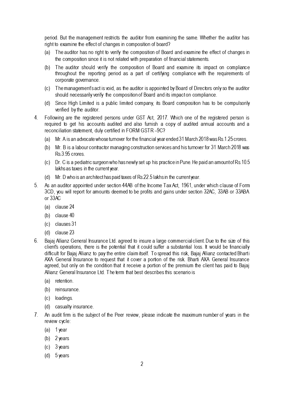 CA Final Advanced Auditing And Professional Ethics Mock Test Paper March 2019 - Page 3