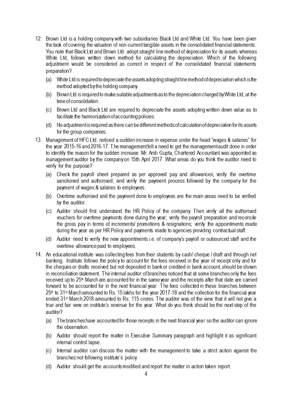 CA Final Advanced Auditing And Professional Ethics Mock Test Paper March 2019 - Page 5