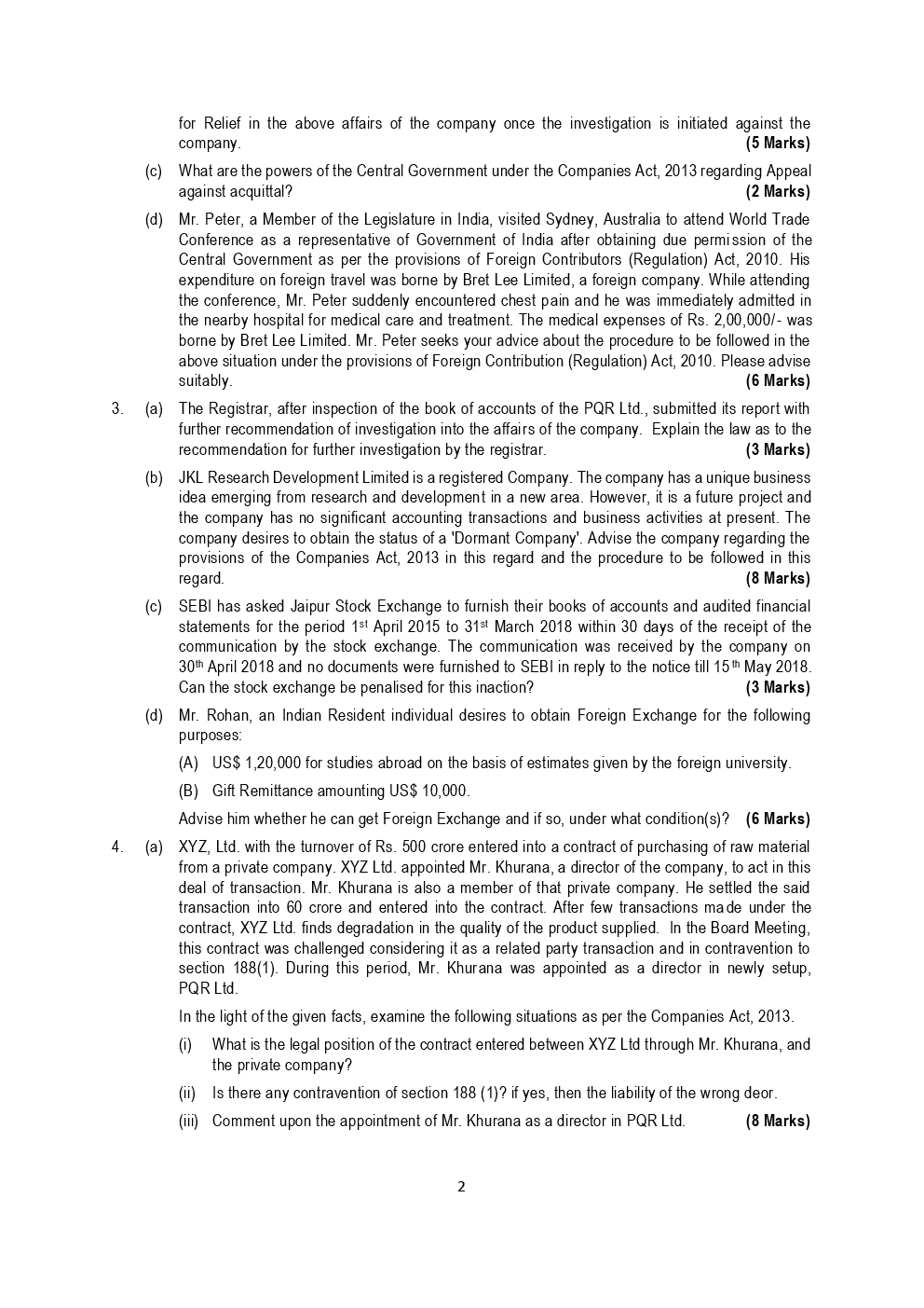 CA Final Corporate And Economic Laws Mock Test Paper October 2018 - Page 3