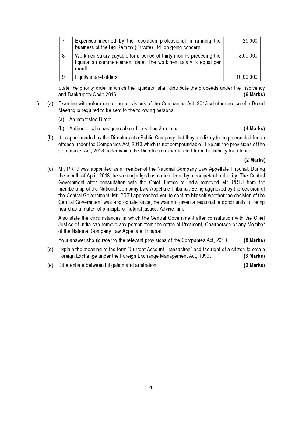 CA Final Corporate And Economic Laws Mock Test Paper October 2018 - Page 5