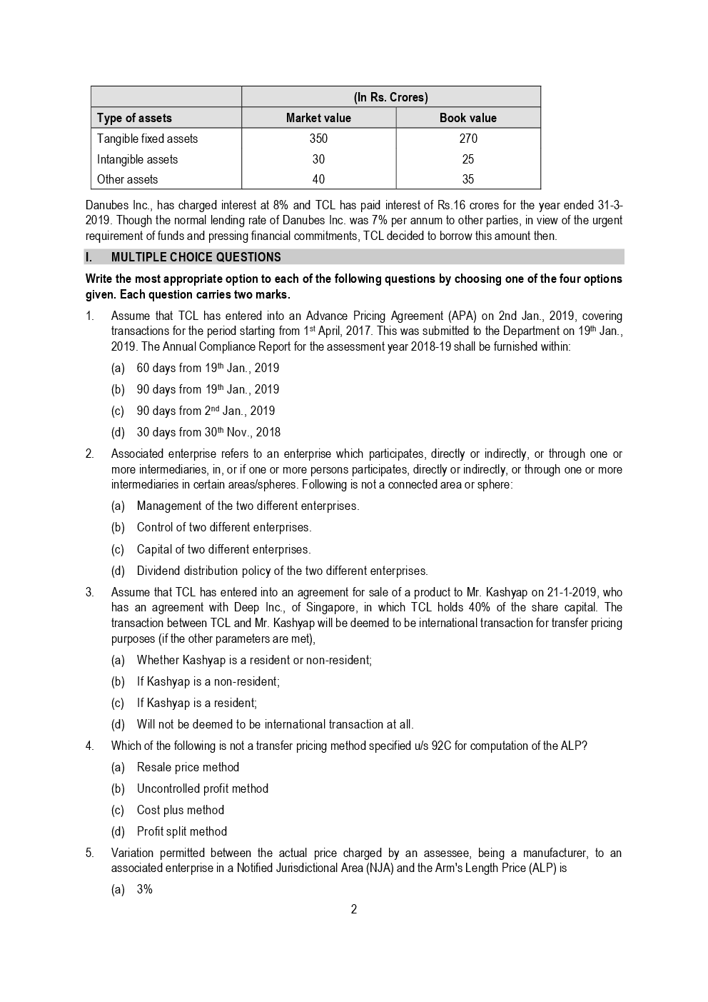 CA Final International Taxation Mock Test Paper March 2019 - Page 3