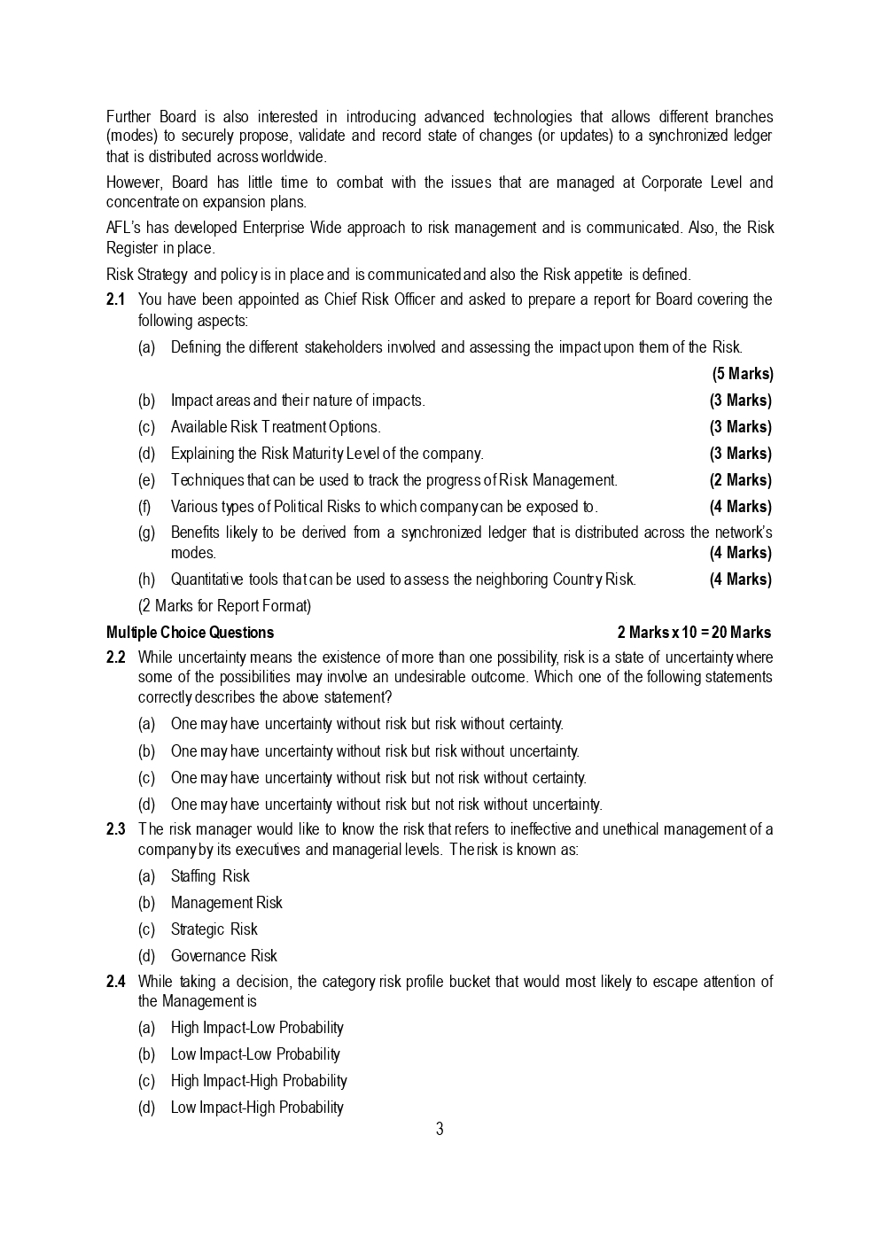 CA Final Risk Management Mock Test Paper March 2019 - Page 4