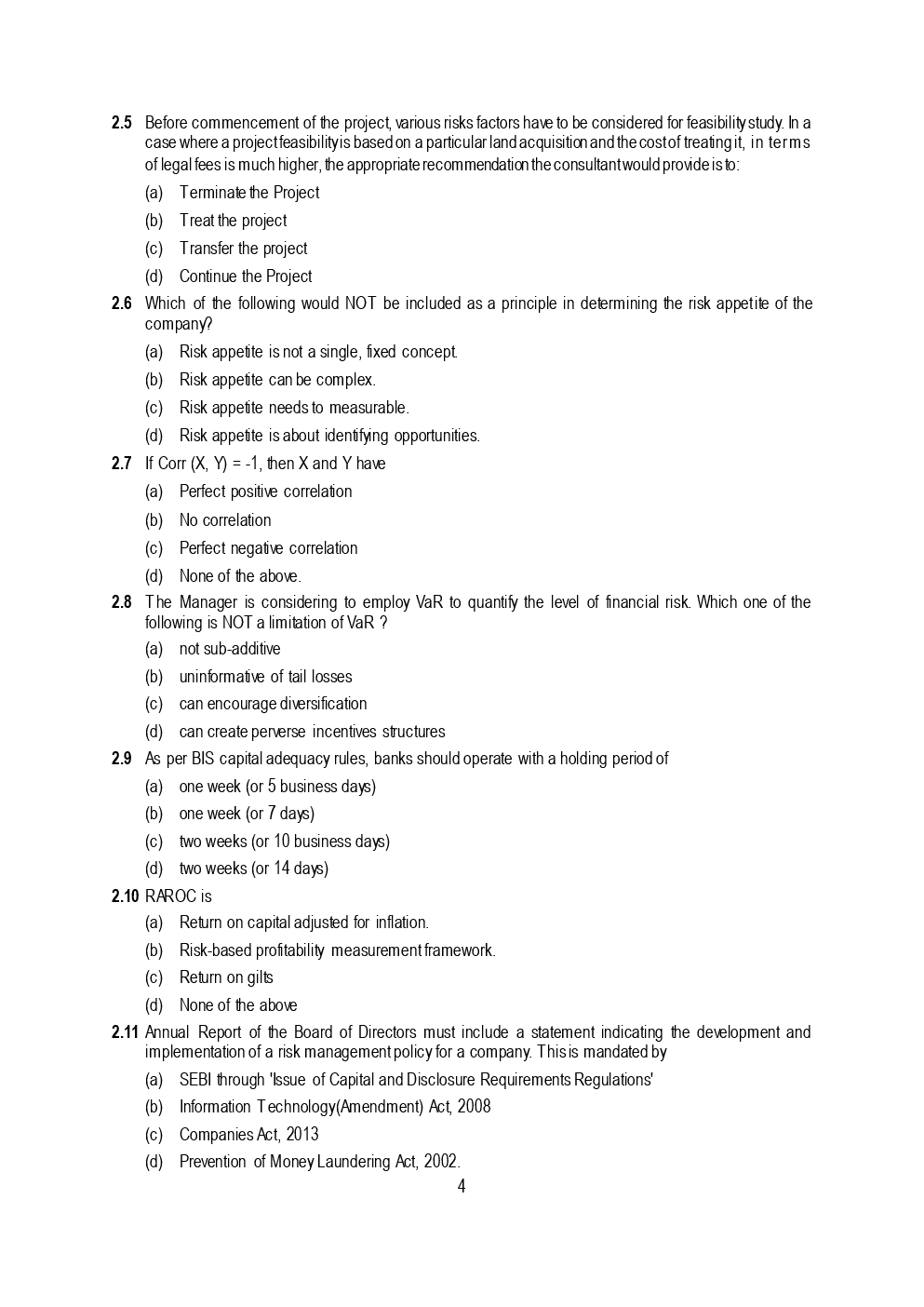 CA Final Risk Management Mock Test Paper March 2019 - Page 5