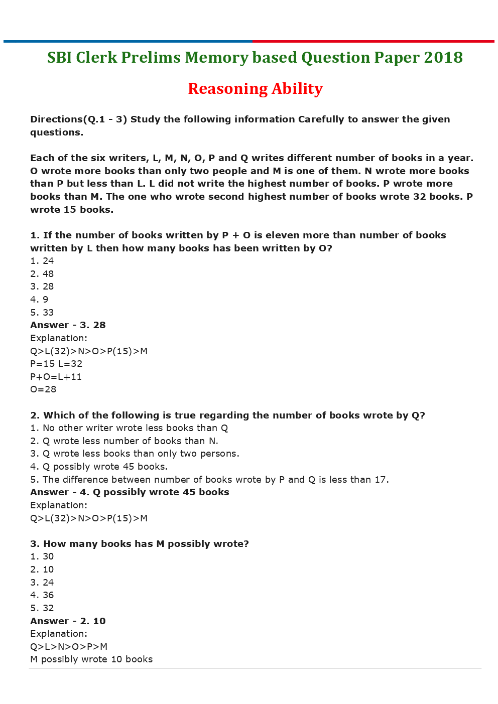 SBI Clerk Prelims Previous Year Paper With Answer Paper-1 2018 - Page 2
