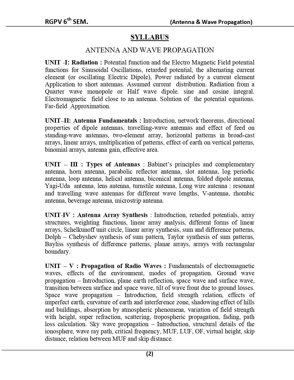 Antenna And Wave Propagation For RGPV BE 6th Sem Electronics & Communication Engineering - Page 3