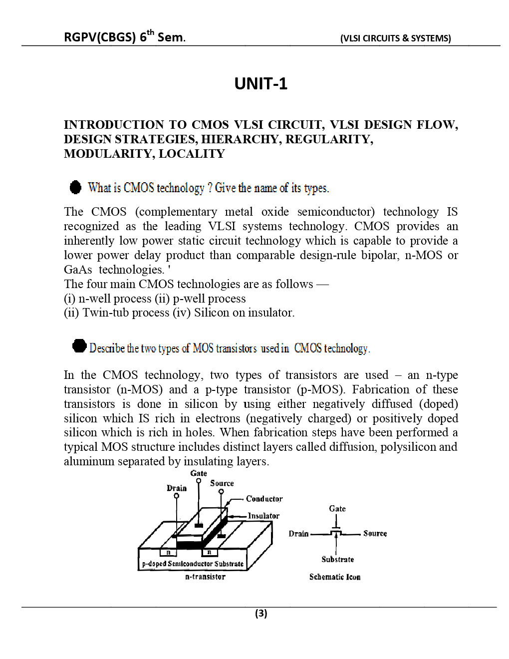 VLSI Circuits And Systems For RGPV BE 6th Sem Electronics & Communication Engineering - Page 4