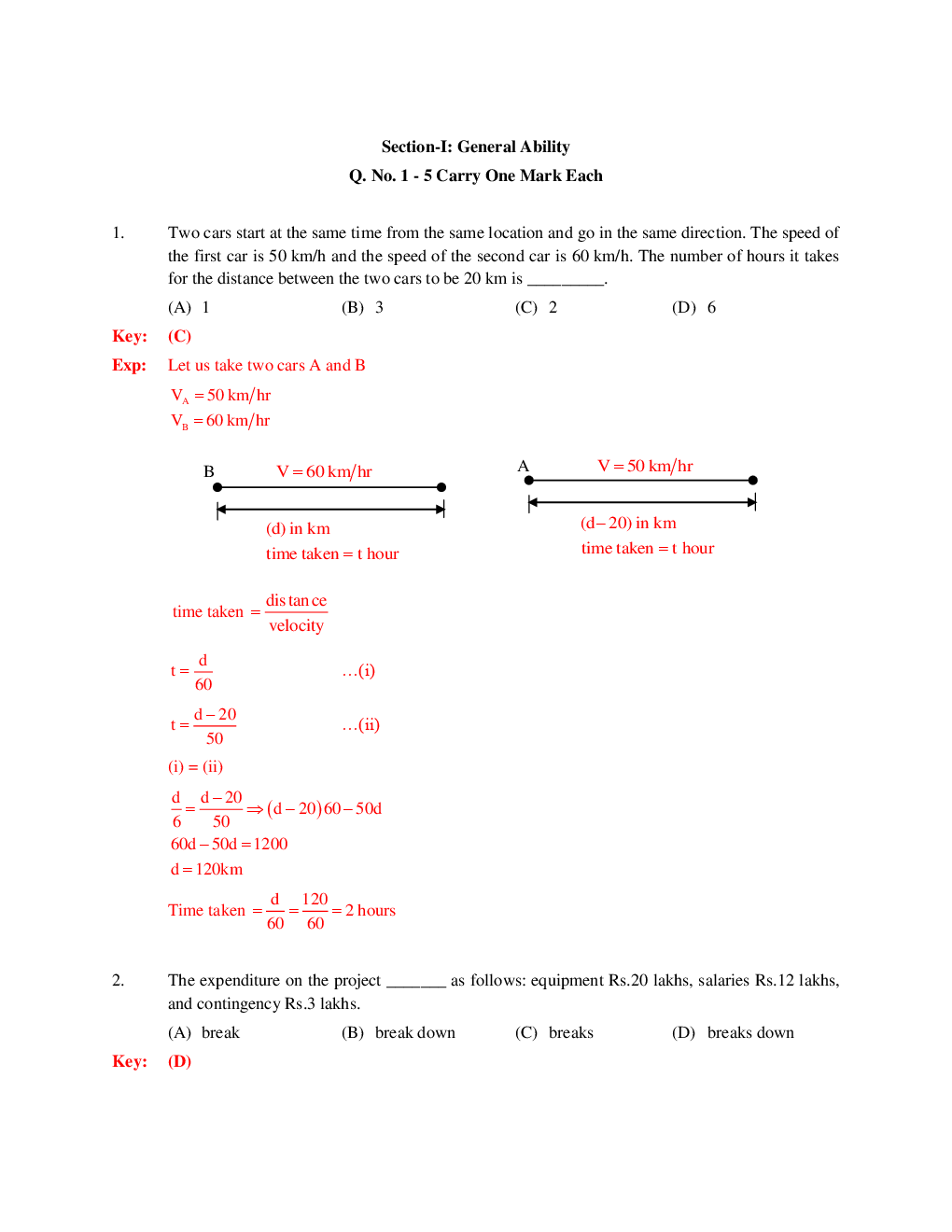 GATE Question Paper With Solution For Chemical Engineering 2019 - Page 2