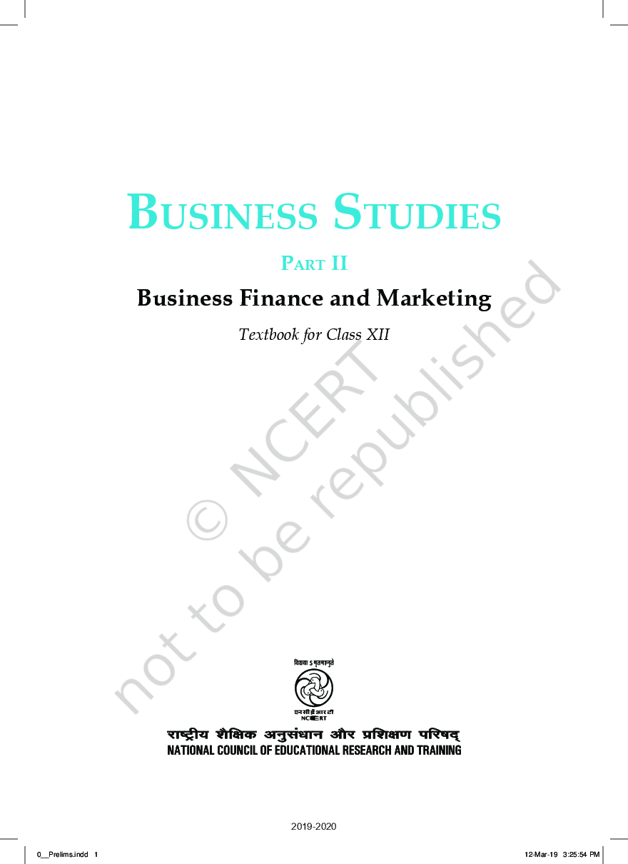 NCERT Business Studies Part - II Textbook For Class - XII (Latest Edition) - Page 2