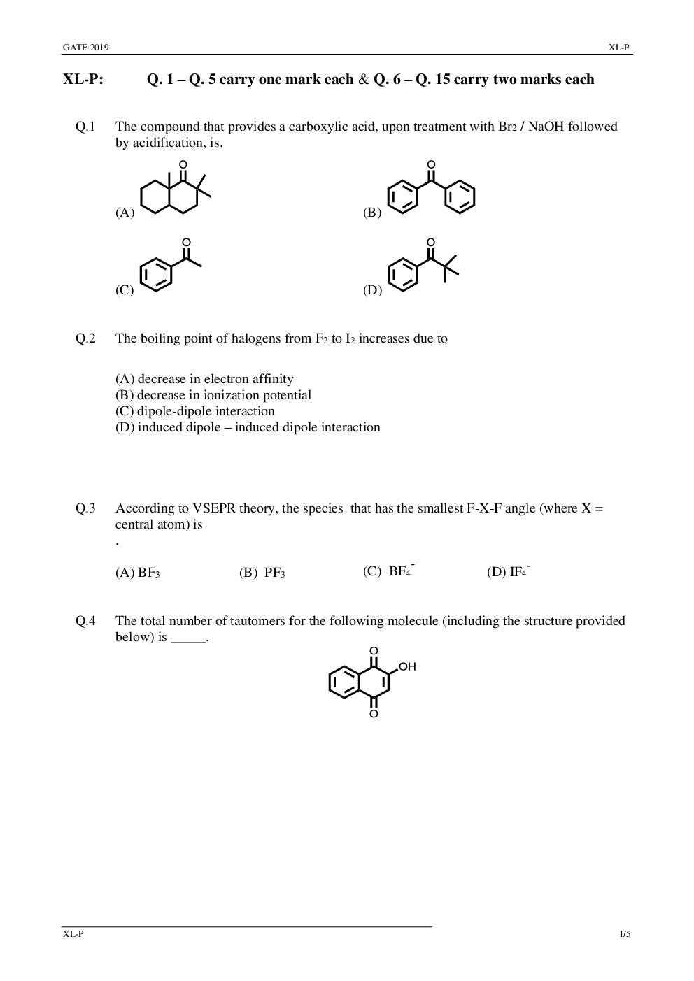 GATE Question Paper With Answer Key For Life-Sciences 2019 - Page 5