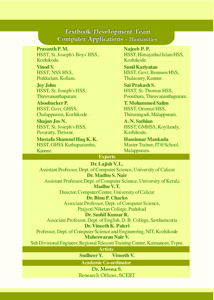 SCERT Computer Applications Humanities Textbook For Class-XI - Page 5