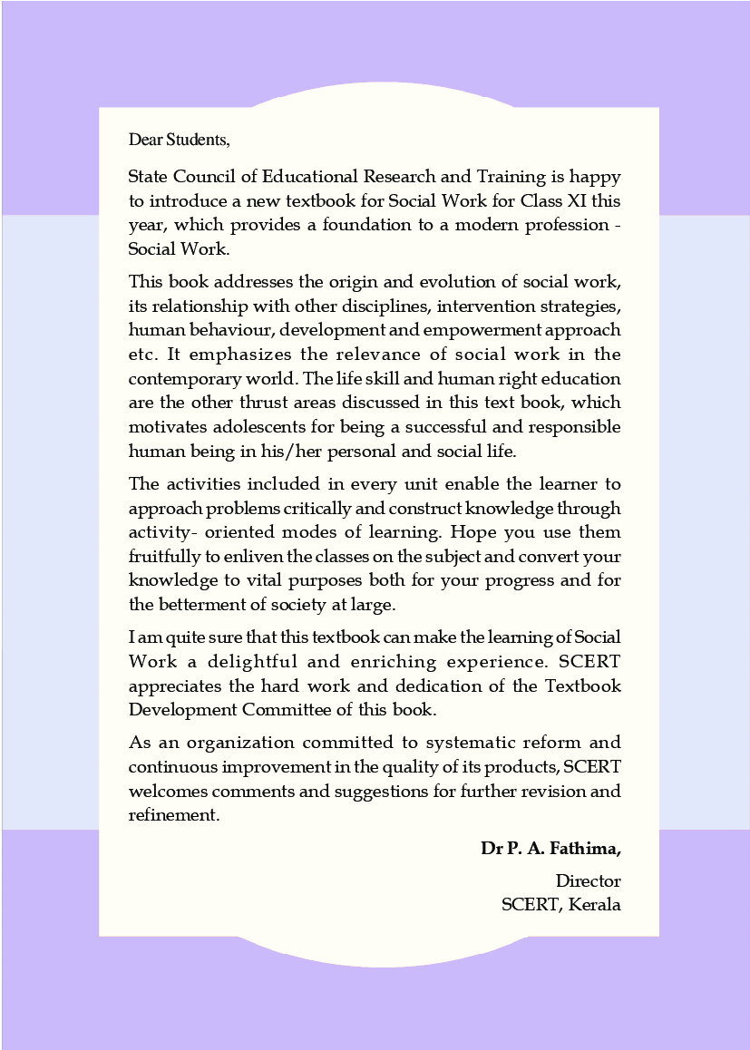 SCERT Social Work Textbook For Class-XI - Page 4