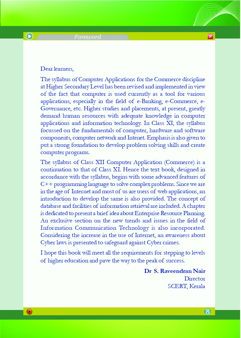 SCERT Computer Applications (Commerce)  Textbook For Class-XII - Page 4