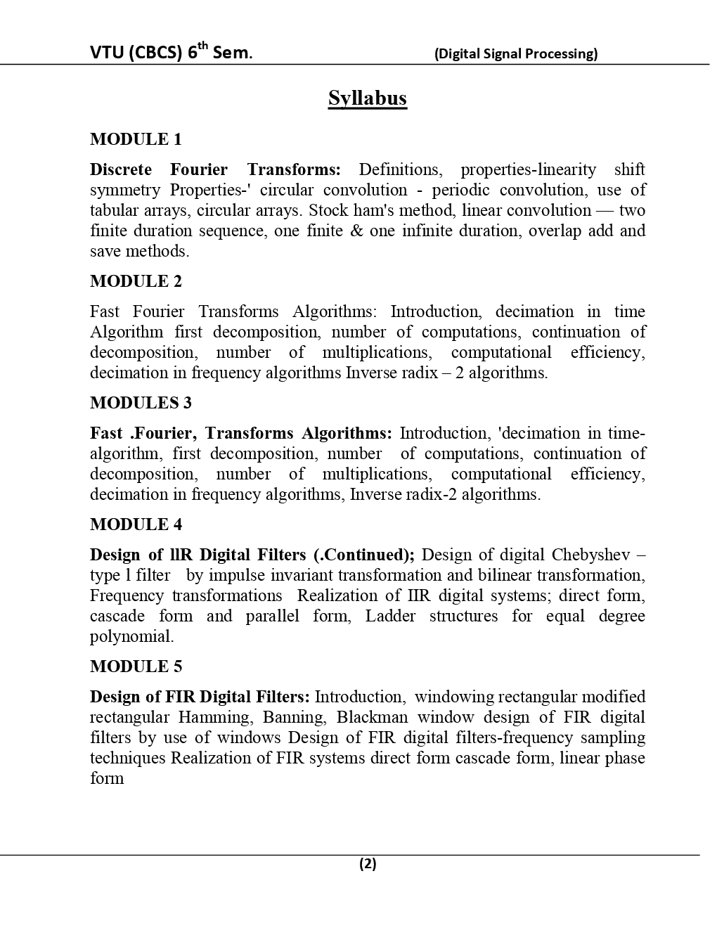 Digital Signal Processing For VTU BE 6th Sem Electrical & Electronics Engineering - Page 3
