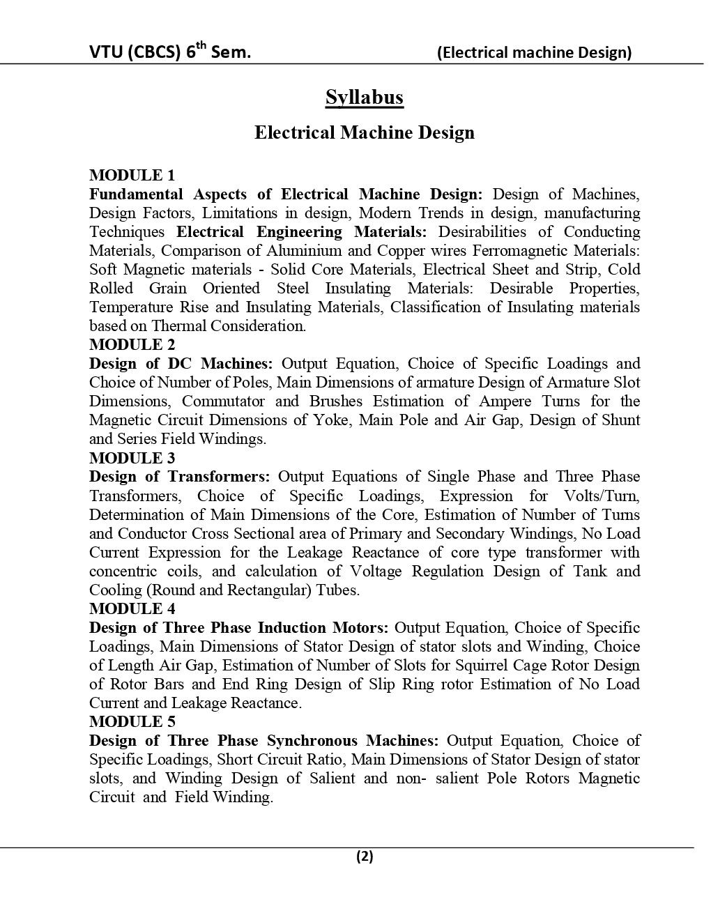 Electrical Machine  Design For VTU BE 6th Sem Electrical & Electronics Engineering - Page 3