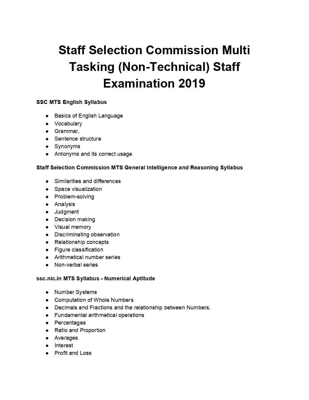 SSC MTS Syllabus 2019 - Page 2