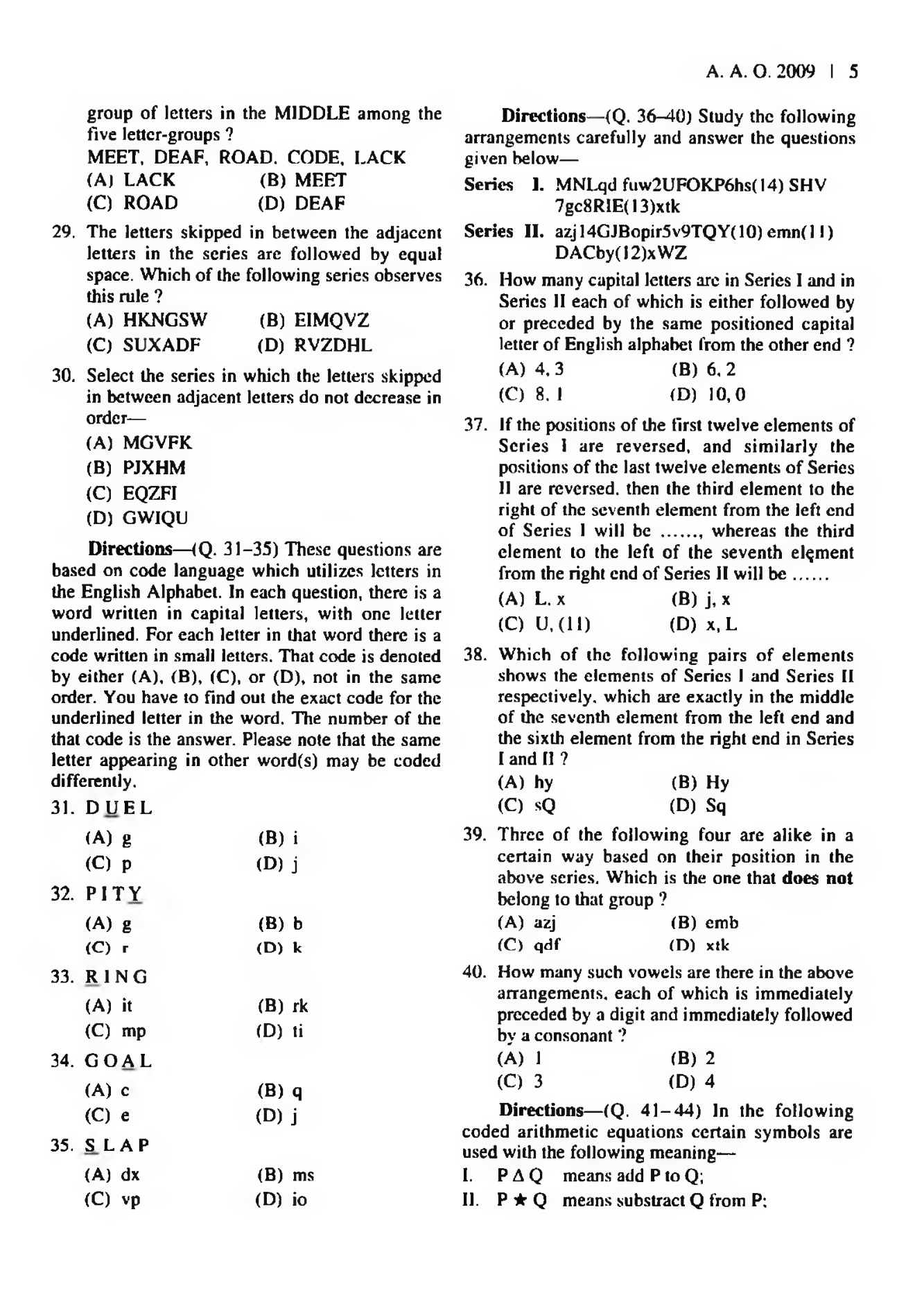 LIC AAO Exam Previous Year Solved Paper With Answer 2009 - Page 4