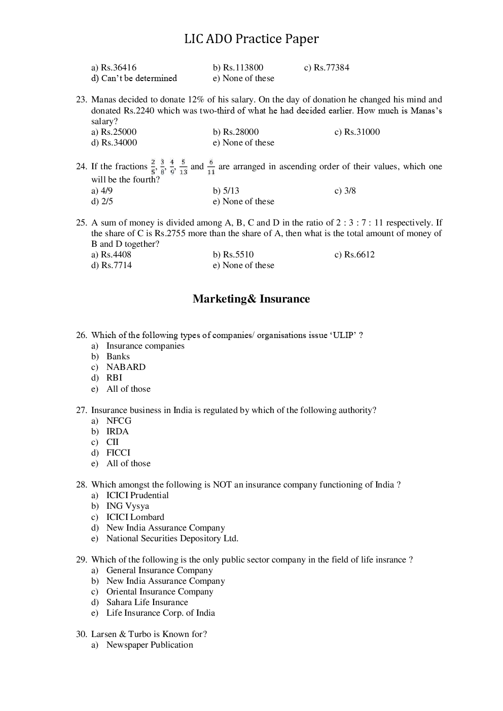 LIC ADO Practice Paper With Answer - Page 4