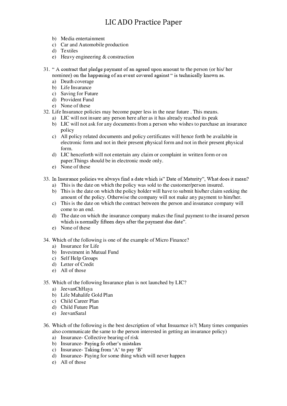 LIC ADO Practice Paper With Answer - Page 5