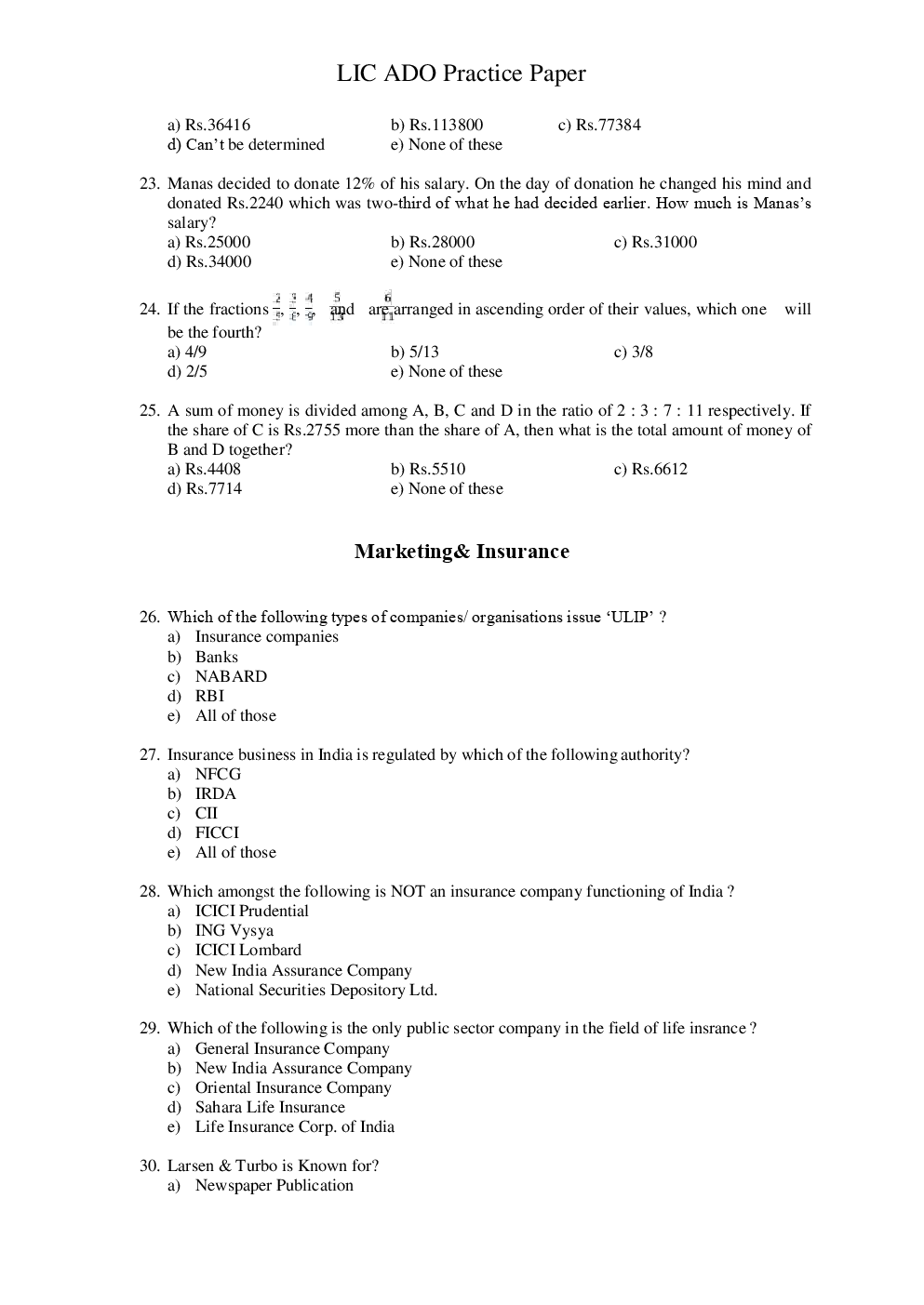 LIC ADO Previous Year Solved Paper With Answer 2016 - Page 5