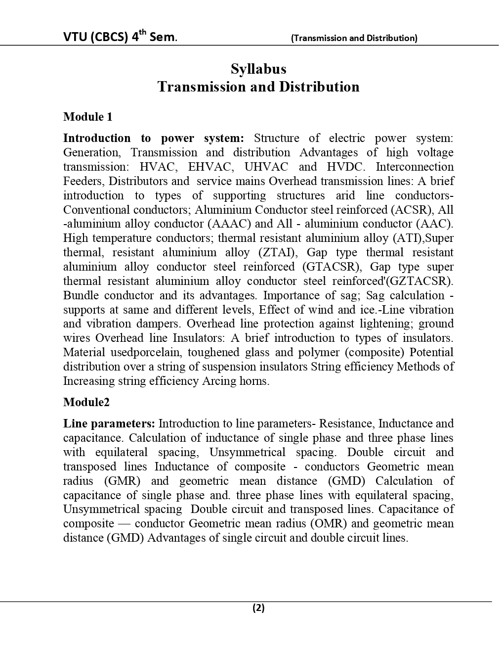 Transmission And Distribution For VTU BE 4th Sem Electrical & Electronics Engineering - Page 3