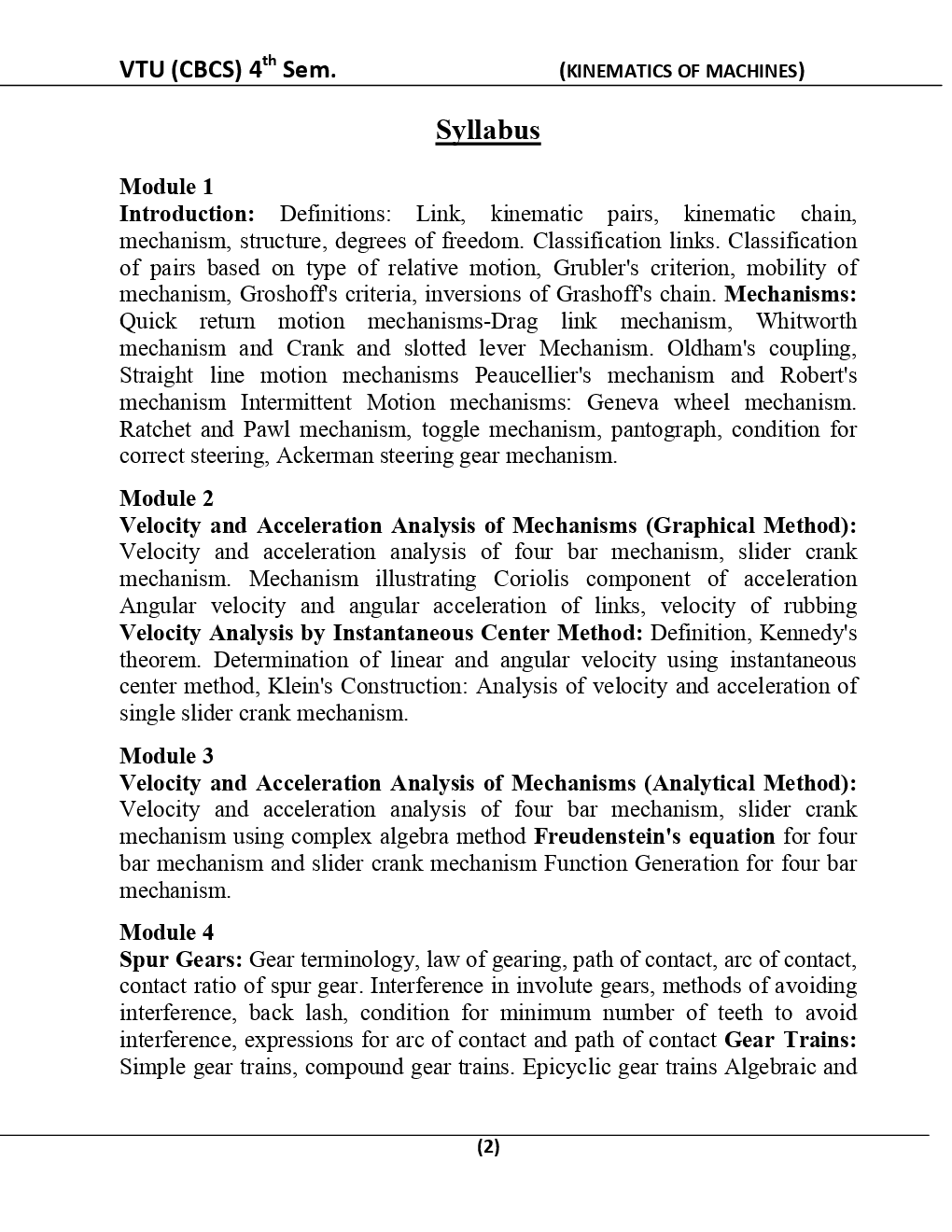 Kinematics Of Machines For VTU BE 4th Sem Mechanical Engineering - Page 3