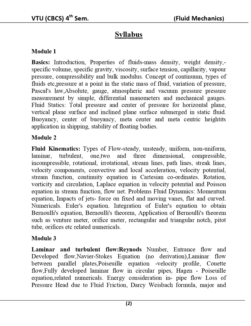 Fluid Mechanics For VTU BE 4th Sem Mechanical Engineering - Page 3