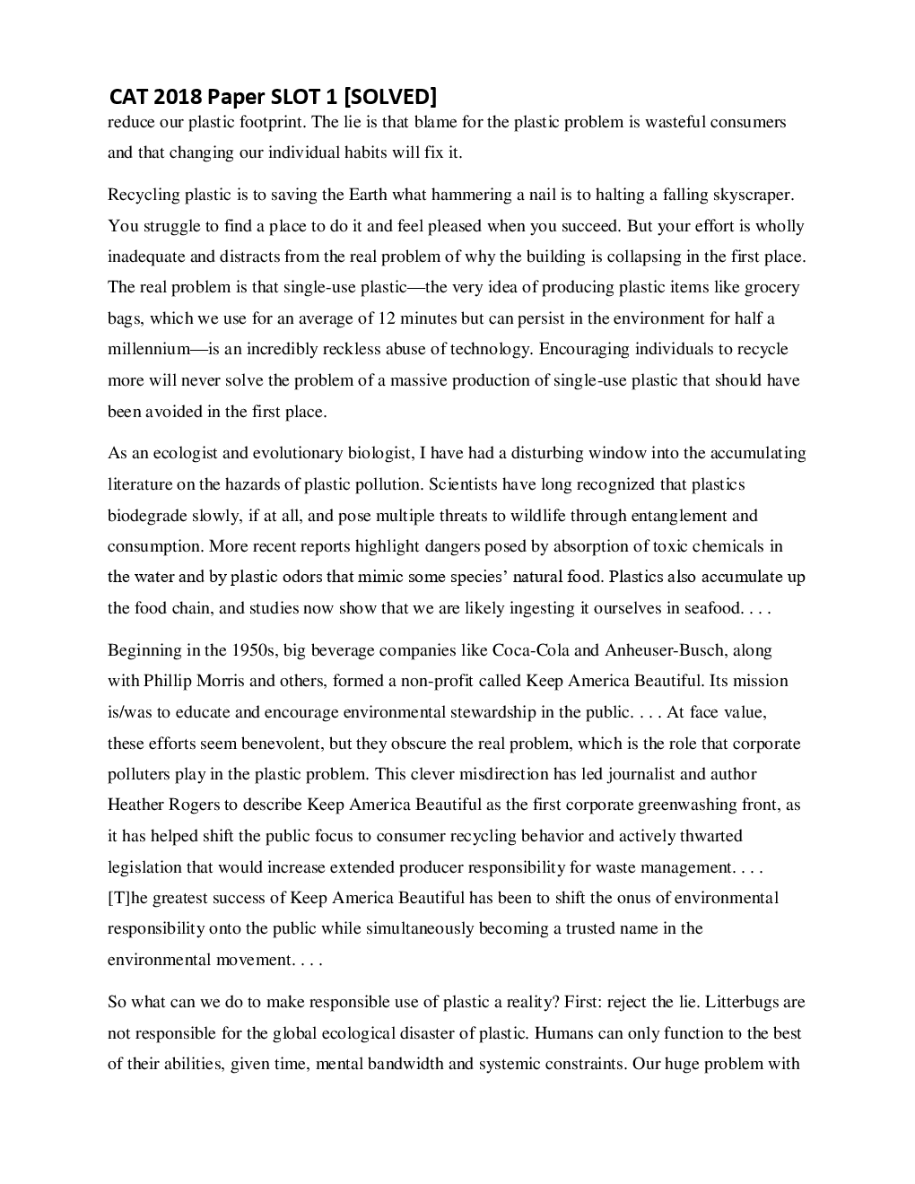 CAT 2018 Previous Year Paper with Solution (Slot I) - Page 5
