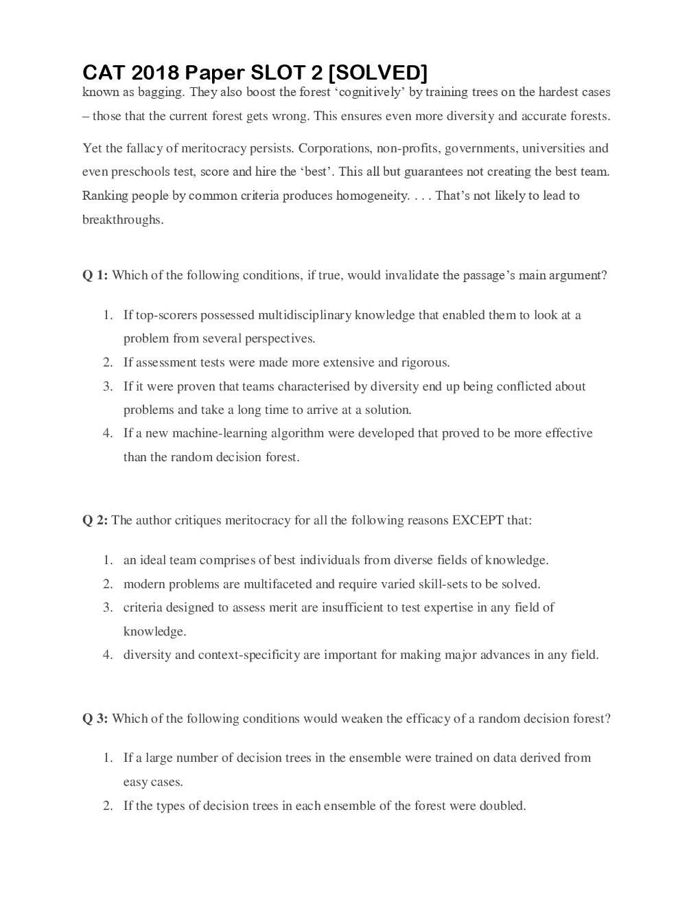 CAT 2018 Previous Year Paper with Solution (Slot II) - Page 3