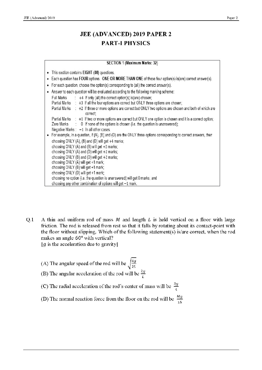 JEE Advanced Previous Year Question Paper With Answer Paper-2 2019 - Page 2