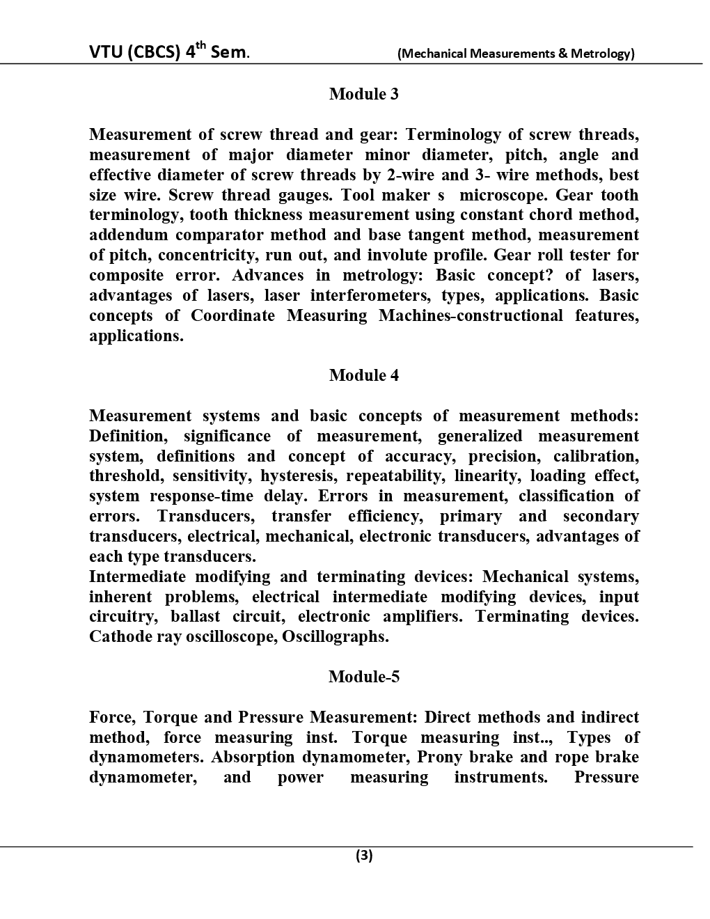 Mechanical Measurements And Metrology For VTU BE 4th Sem Mechanical Engineering - Page 4