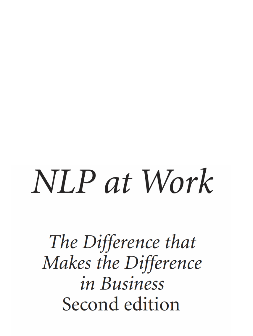 Nlp At Work The Difference That Makes A Difference In Business - Page 2