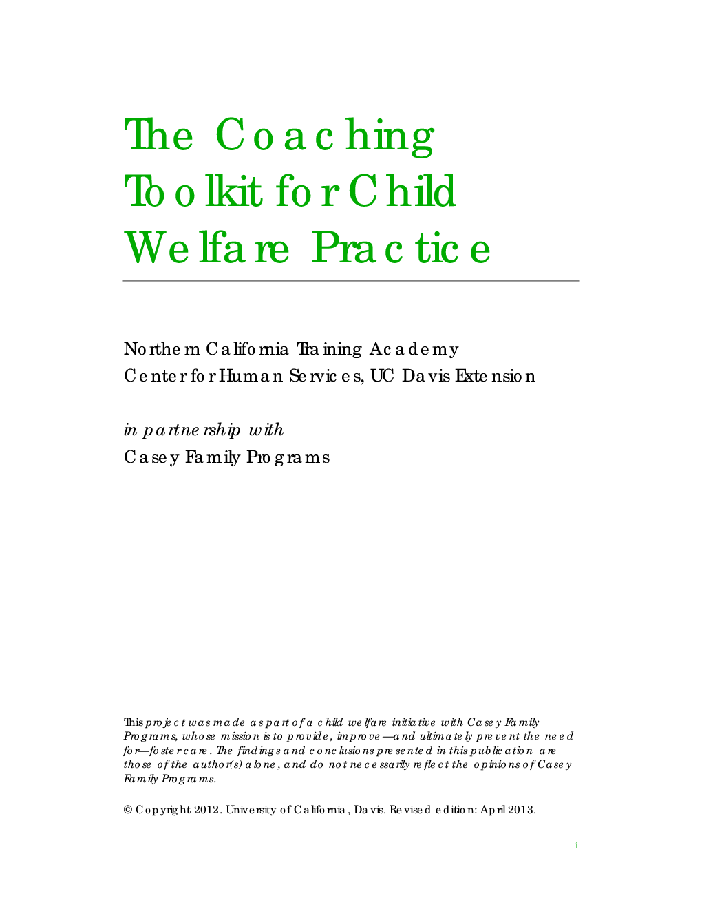 The Coaching Toolkit For Child Welfare Practice - Page 2