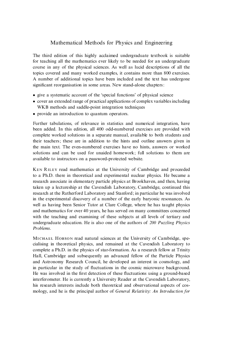 Mathematical Methods For Physics And Engineering - Page 2
