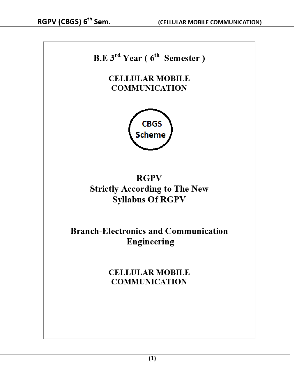 Cellular Mobile  Communication For RGPV BE 6th Sem Electronics And Communication Engineering - Page 2