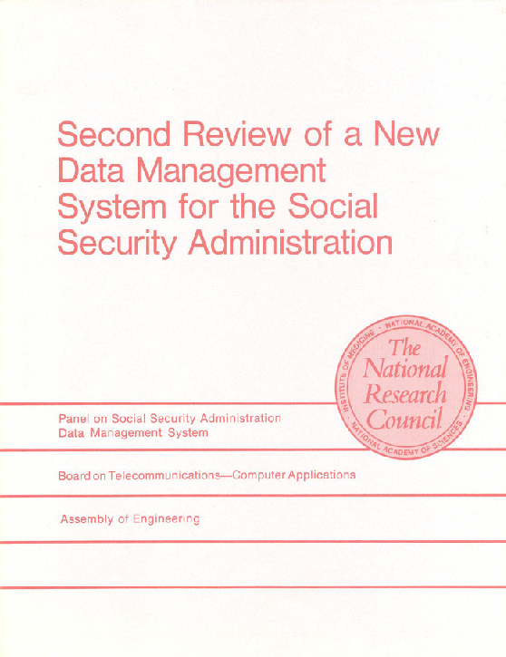 Second Review Of A New Data Management System For The Social Security Administration - Page 1