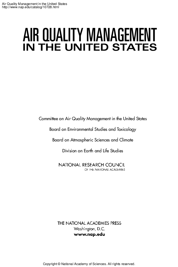 Air Quality Management In The United States - Page 1