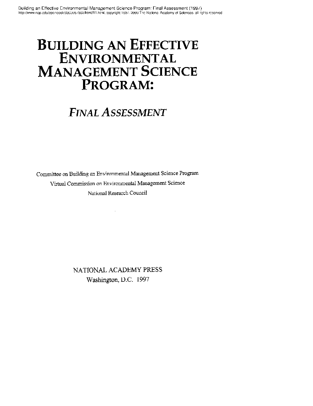 Building An Effective Environmental Management Science Program - Page 1
