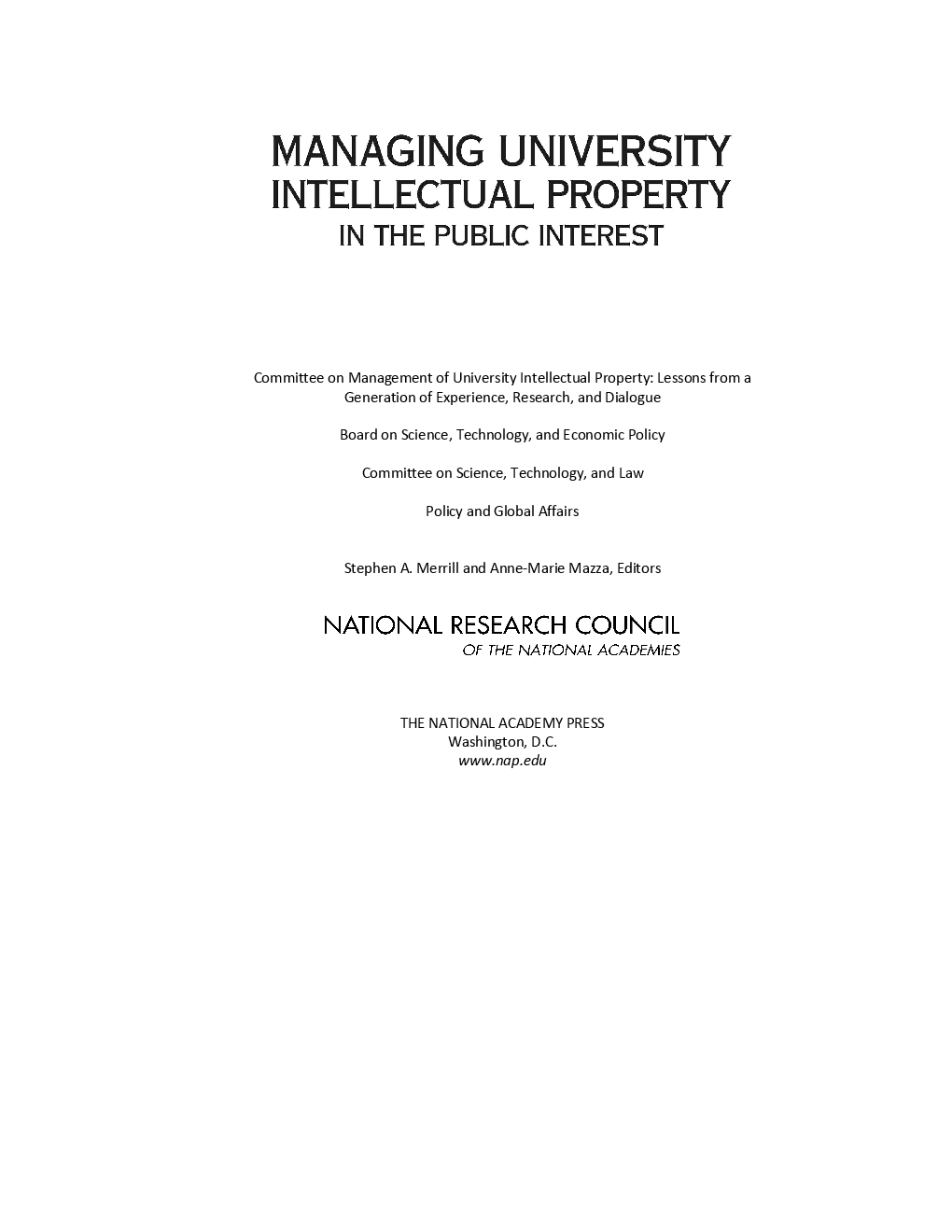 Managing University Intellectual Property In The Public Interest - Page 2