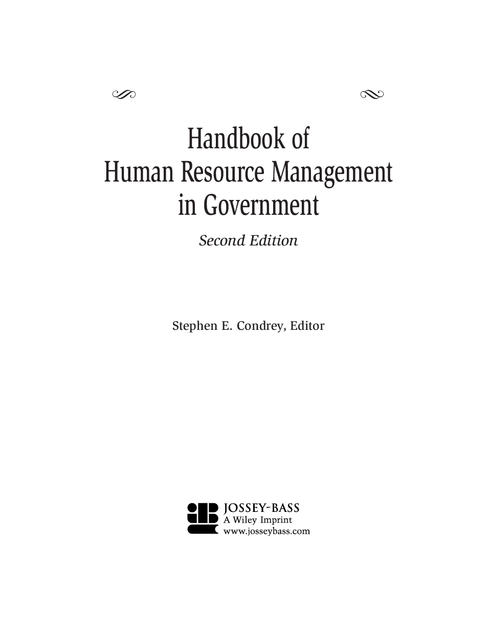 Handbook Of Human Resource Management In Government - Page 1