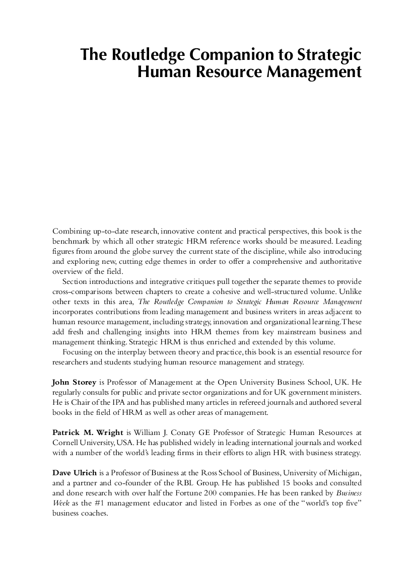 The Routledge Companion To Strategic Human Resource Management - Page 2