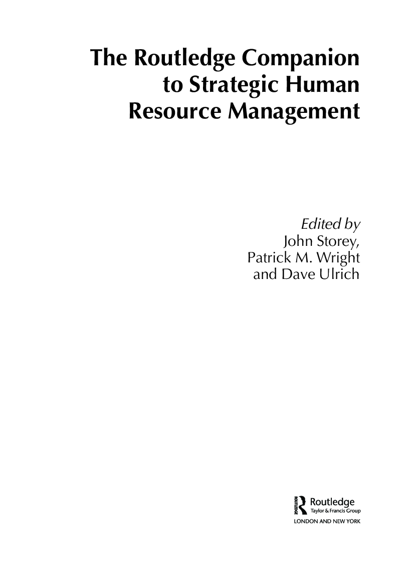 The Routledge Companion To Strategic Human Resource Management - Page 3
