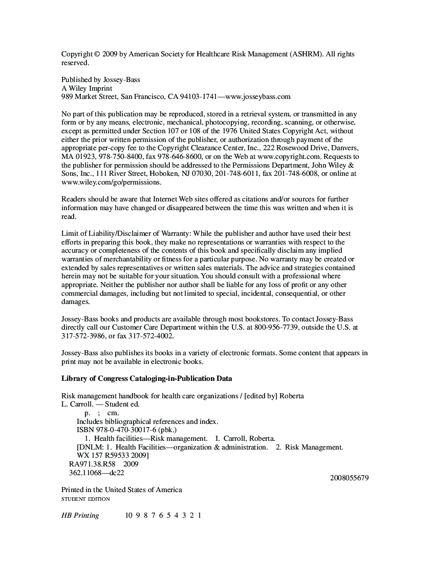 Risk Management Handbook For Health Care Organizations - Page 4