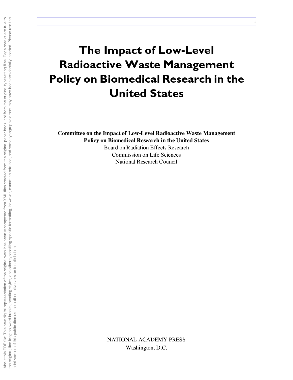 The Impact Of Low-level Radioactive Waste Management Policy On Biomedical Research In The United States - Page 2